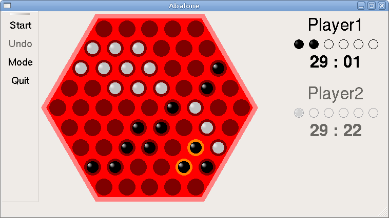 Abalone game: Marbles are selected for the next turn